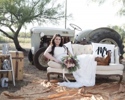 Bride on couch rustic hart ranch